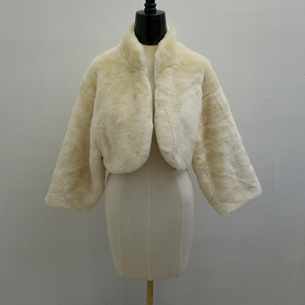 Winter white faux fur shrug